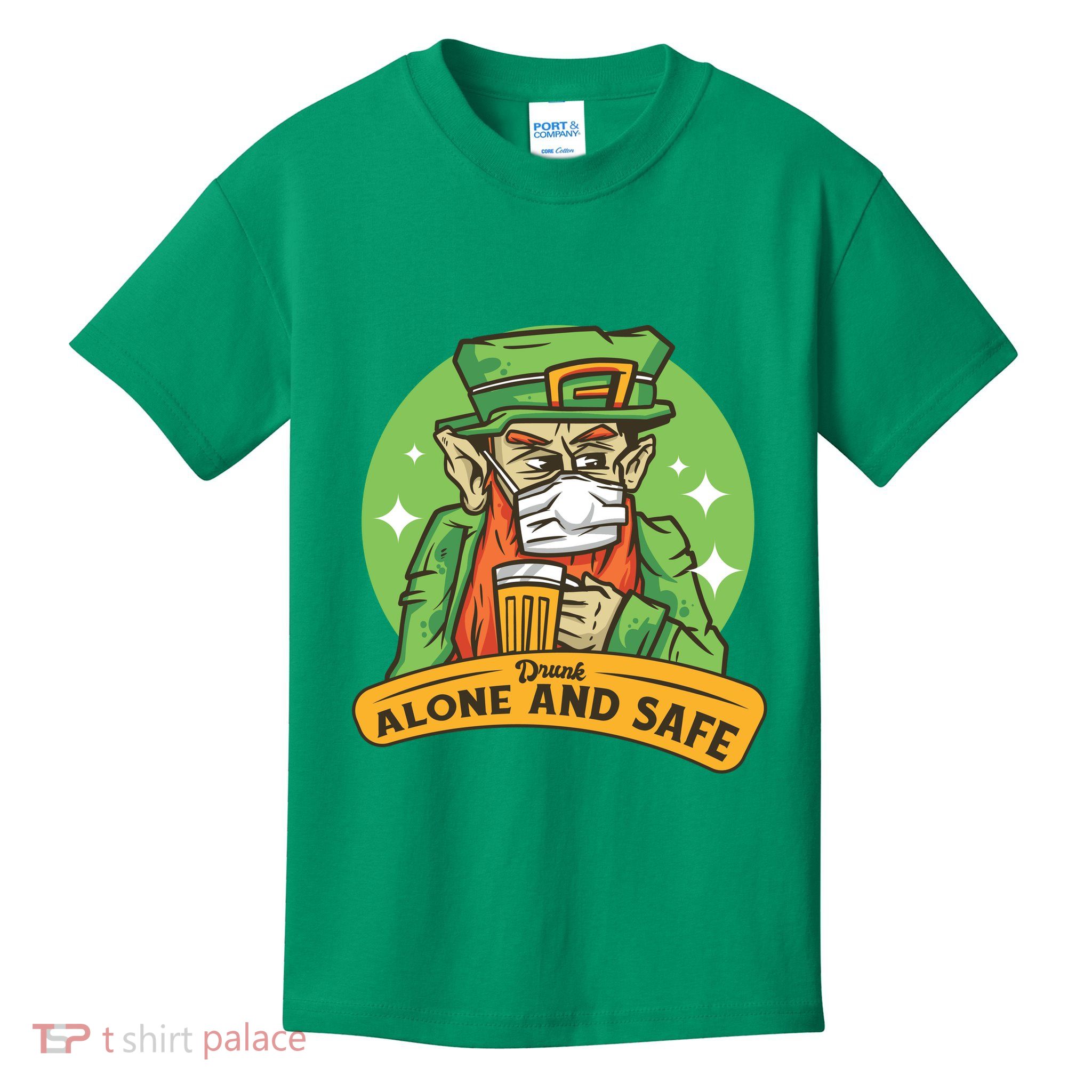 Leprechaun Drink Alone and Safe Funny Facemask Kids T-Shirt