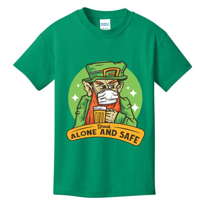 Leprechaun Drink Alone and Safe Funny Facemask Kids T-Shirt