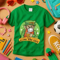 Leprechaun Drink Alone and Safe Funny Facemask Kids T-Shirt