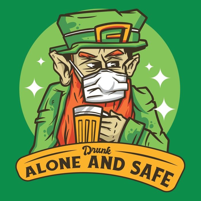 Leprechaun Drink Alone and Safe Funny Facemask Kids T-Shirt