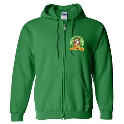 Leprechaun Drink Alone and Safe Funny Facemask Full Zip Hoodie
