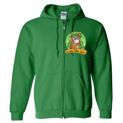 Leprechaun Drink Alone and Safe Funny Facemask Full Zip Hoodie