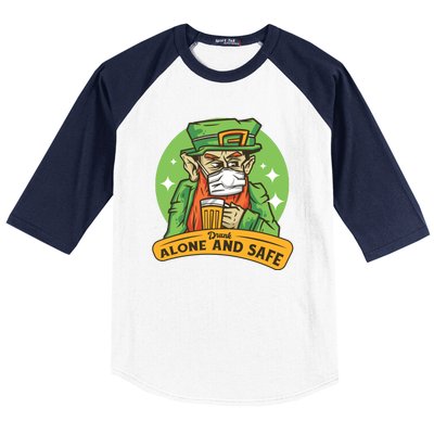 Leprechaun Drink Alone and Safe Funny Facemask Baseball Sleeve Shirt