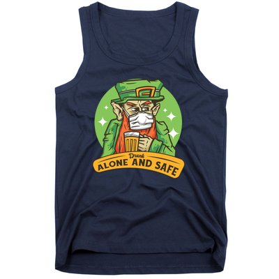 Leprechaun Drink Alone and Safe Funny Facemask Tank Top