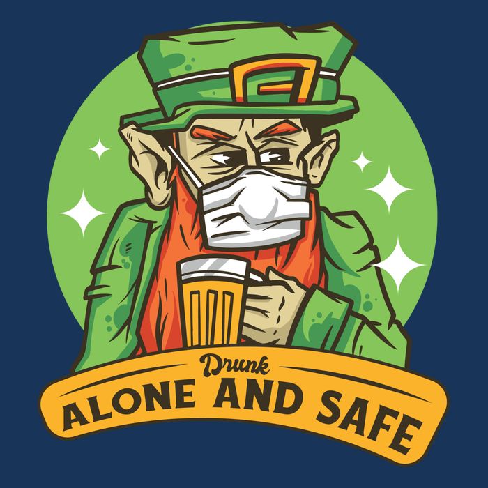 Leprechaun Drink Alone and Safe Funny Facemask Infant Baby Jersey Bodysuit