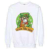 Leprechaun Drink Alone and Safe Funny Facemask Garment-Dyed Sweatshirt