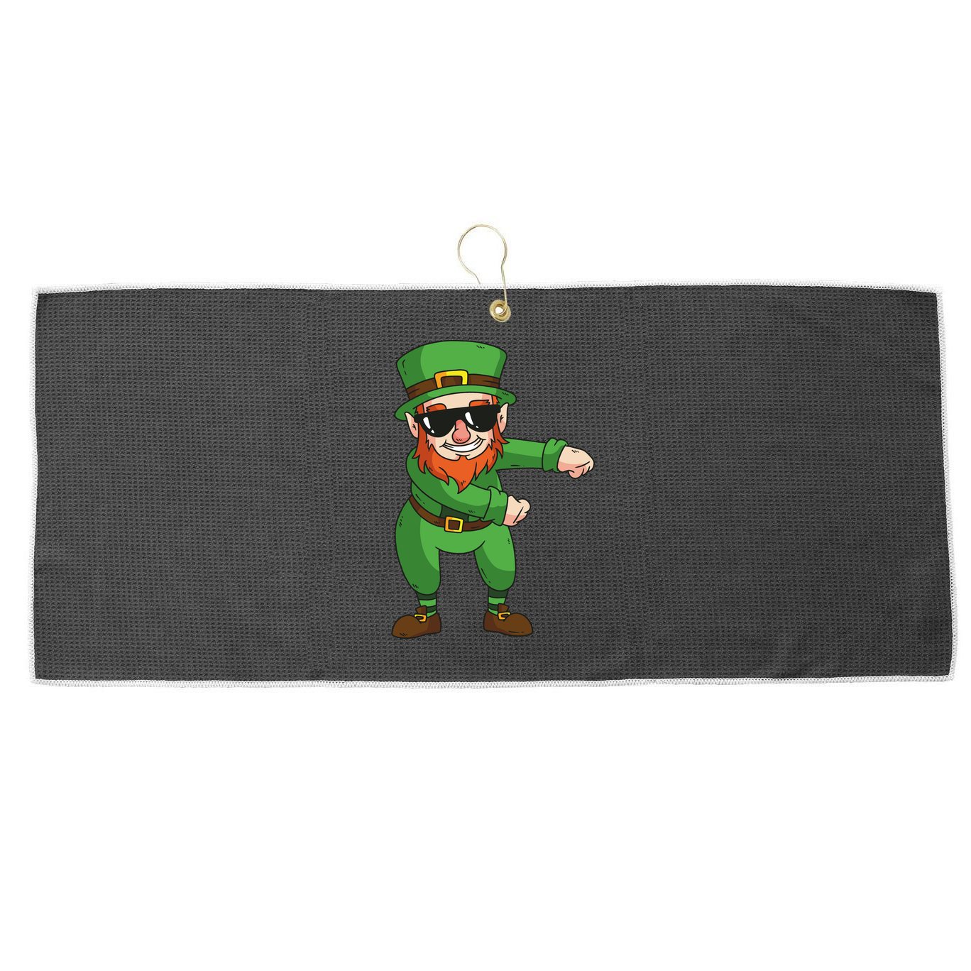 Leprechaun Floss Large Microfiber Waffle Golf Towel