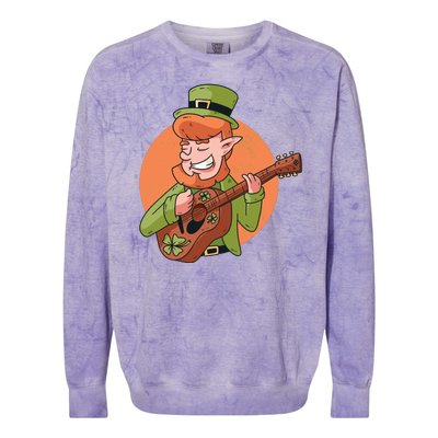 Leprechaun Guitarist Colorblast Crewneck Sweatshirt