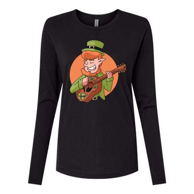 Leprechaun Guitarist Womens Cotton Relaxed Long Sleeve T-Shirt