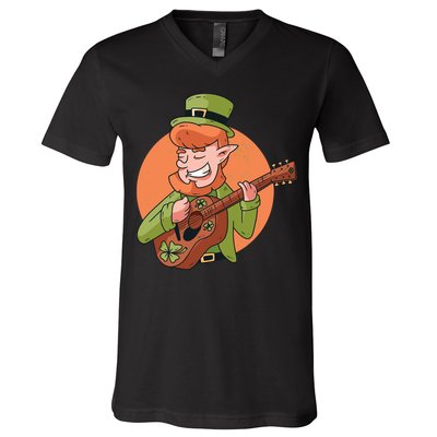 Leprechaun Guitarist V-Neck T-Shirt