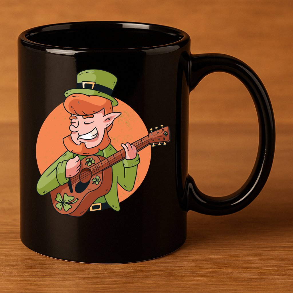Leprechaun Guitarist 11oz C Handle Ceramic Mug