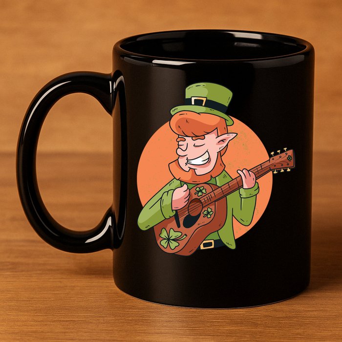 Leprechaun Guitarist 11oz C Handle Ceramic Mug