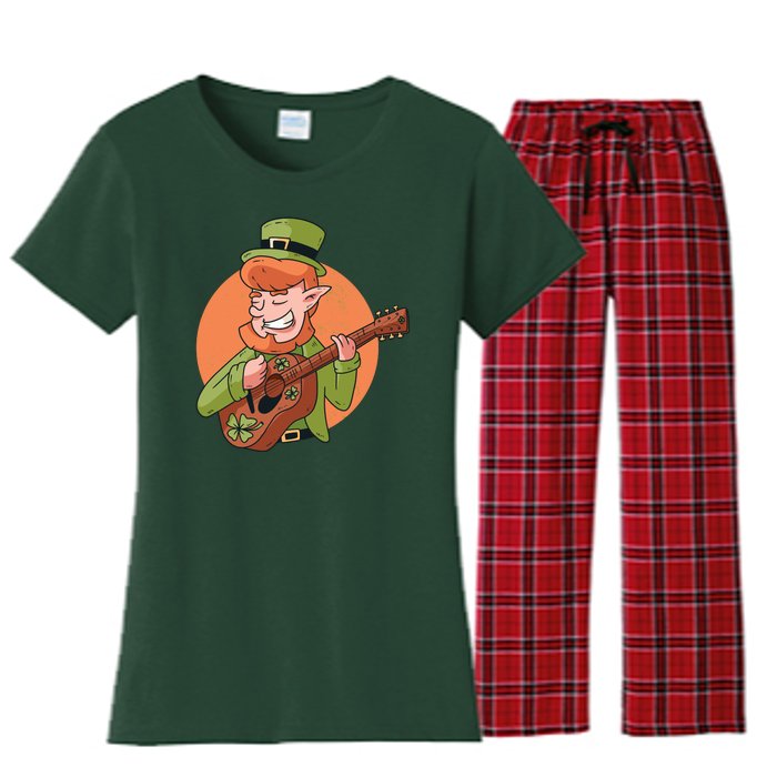 Leprechaun Guitarist Women's Flannel Pajama Set