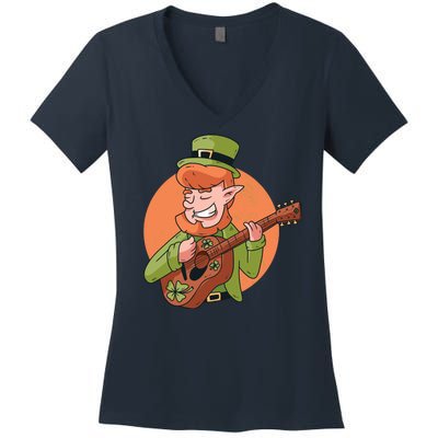 Leprechaun Guitarist Women's V-Neck T-Shirt