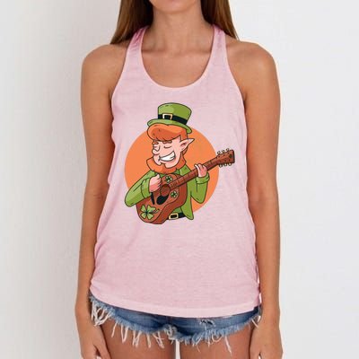 Leprechaun Guitarist Women's Knotted Racerback Tank