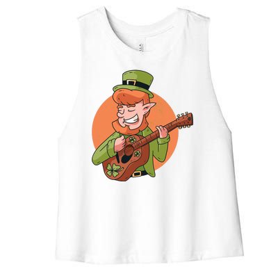 Leprechaun Guitarist Women's Racerback Cropped Tank