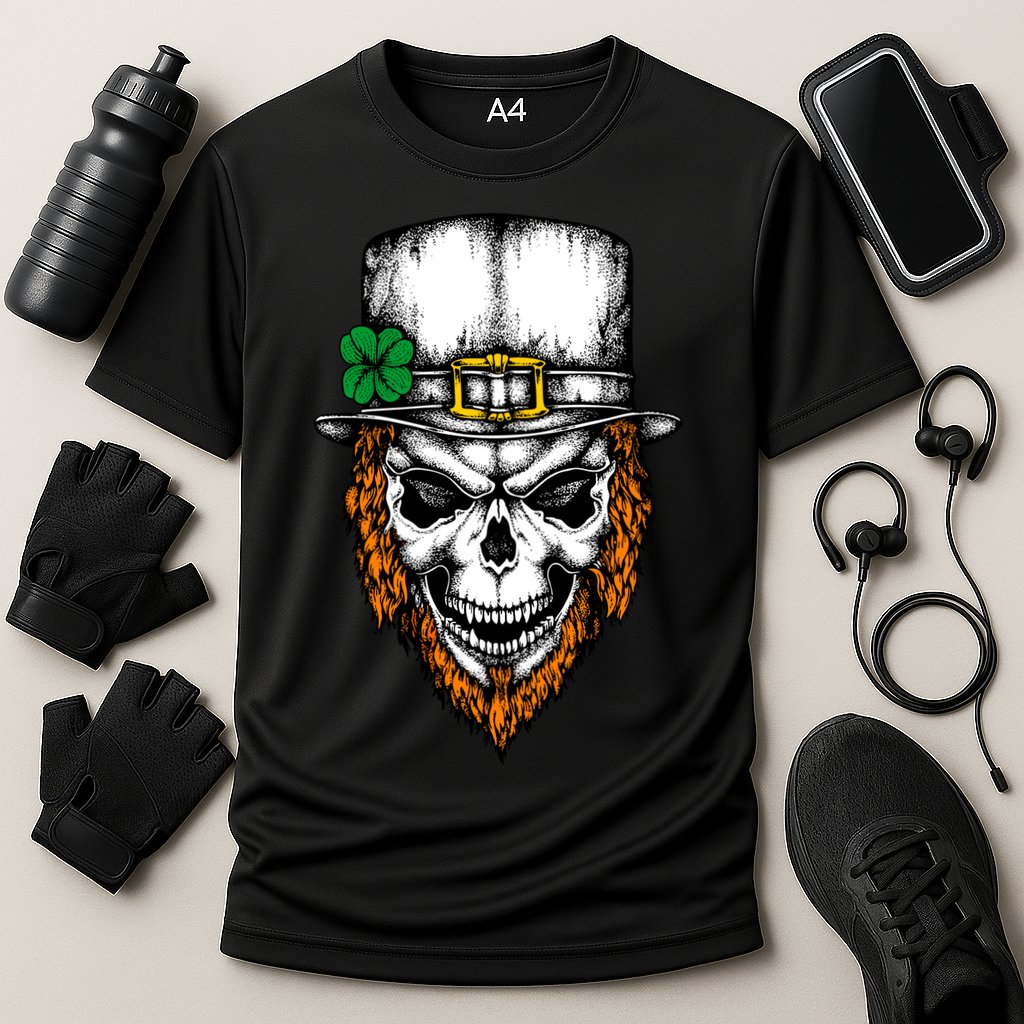 Leprechaun Irish Skull Skeleton Ginger Beard St. Patrick's Day Performance Shirt