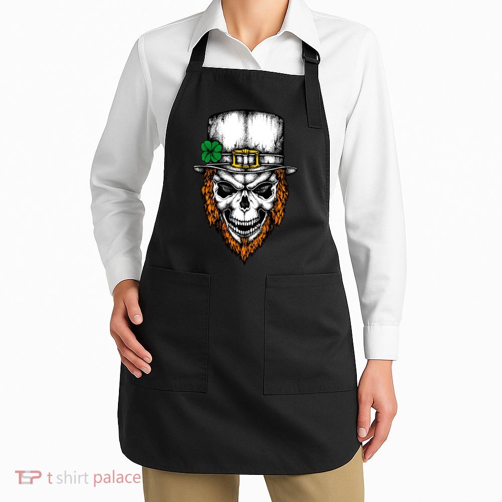 Leprechaun Irish Skull Skeleton Ginger Beard St. Patrick's Day Apron