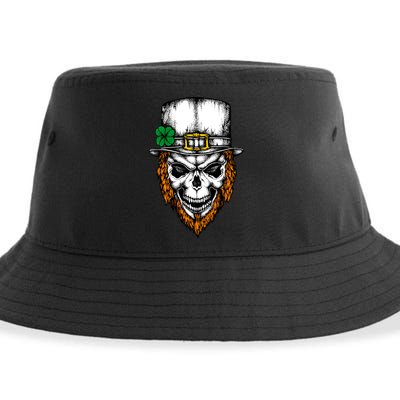 Leprechaun Irish Skull Skeleton Ginger Beard St. Patrick's Day Sustainable Bucket Hat