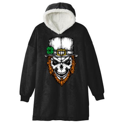 Leprechaun Irish Skull Skeleton Ginger Beard St. Patrick's Day Hooded Wearable Blanket