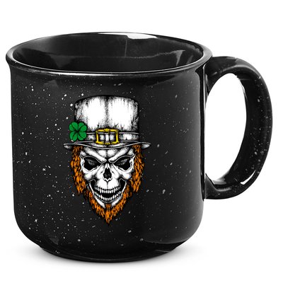 Leprechaun Irish Skull Skeleton Ginger Beard St. Patrick's Day 15oz Campfire Ceramic Mug