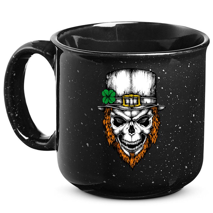 Leprechaun Irish Skull Skeleton Ginger Beard St. Patrick's Day 15oz Campfire Ceramic Mug