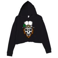 Leprechaun Irish Skull Skeleton Ginger Beard St. Patrick's Day Crop Fleece Hoodie