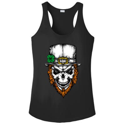 Leprechaun Irish Skull Skeleton Ginger Beard St. Patrick's Day Ladies PosiCharge Competitor Racerback Tank