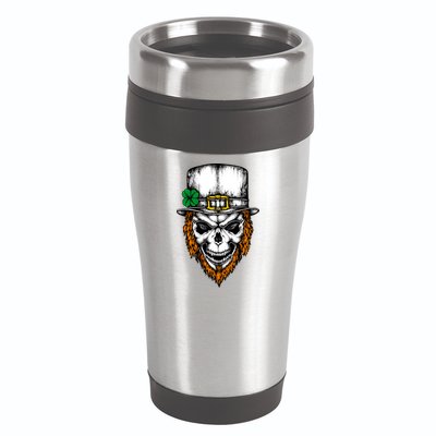 Leprechaun Irish Skull Skeleton Ginger Beard St. Patrick's Day 16oz Travel Tumbler