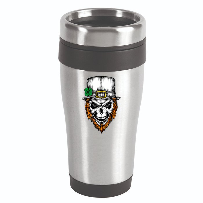 Leprechaun Irish Skull Skeleton Ginger Beard St. Patrick's Day 16oz Travel Tumbler