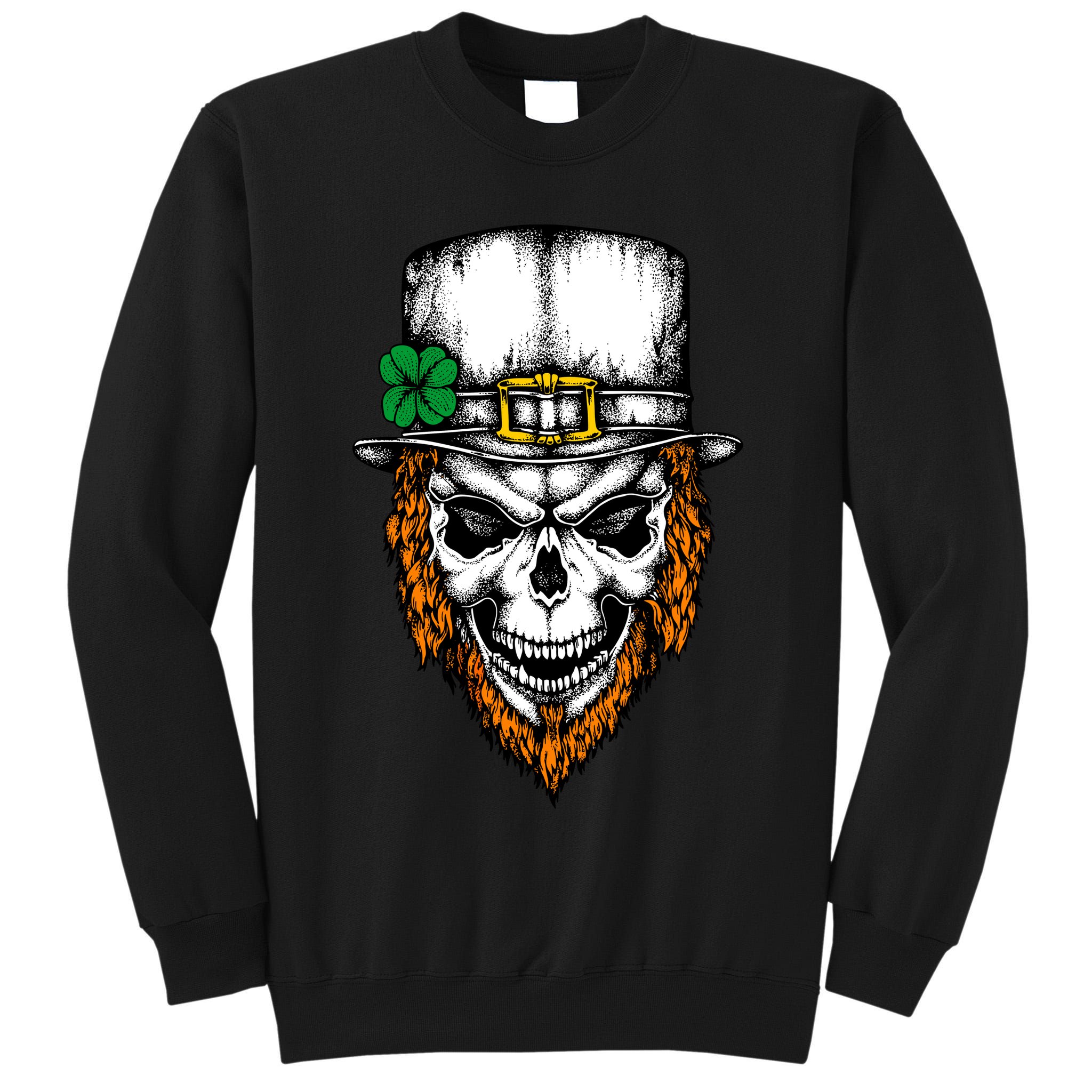 Leprechaun Irish Skull Skeleton Ginger Beard St. Patrick's Day Tall Sweatshirt