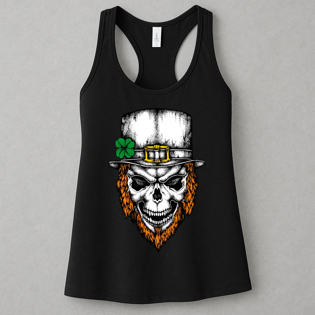 Leprechaun Irish Skull Skeleton Ginger Beard St. Patrick's Day Womens Tank Top