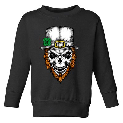Leprechaun Irish Skull Skeleton Ginger Beard St. Patrick's Day Toddler Sweatshirt