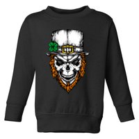 Leprechaun Irish Skull Skeleton Ginger Beard St. Patrick's Day Toddler Sweatshirt