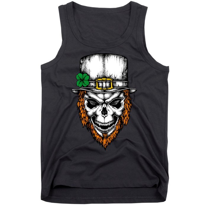 Leprechaun Irish Skull Skeleton Ginger Beard St. Patrick's Day Tank Top