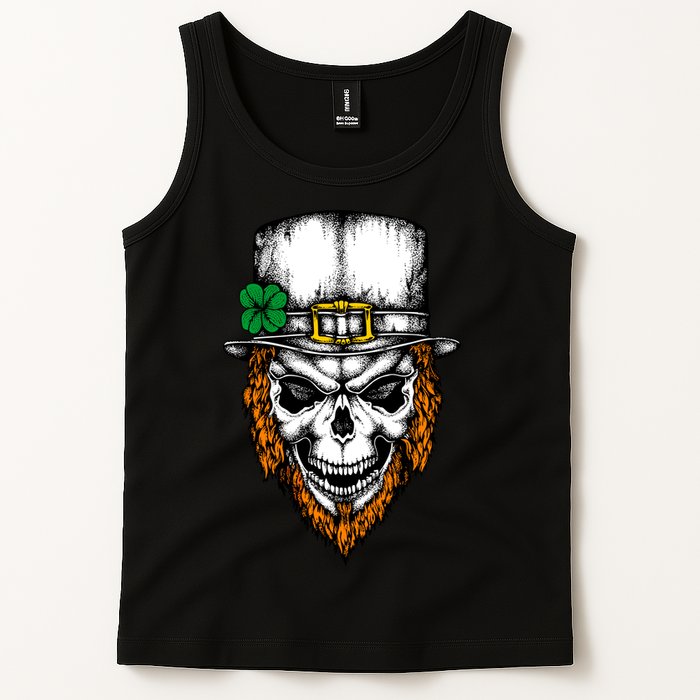 Leprechaun Irish Skull Skeleton Ginger Beard St. Patrick's Day Tank Top