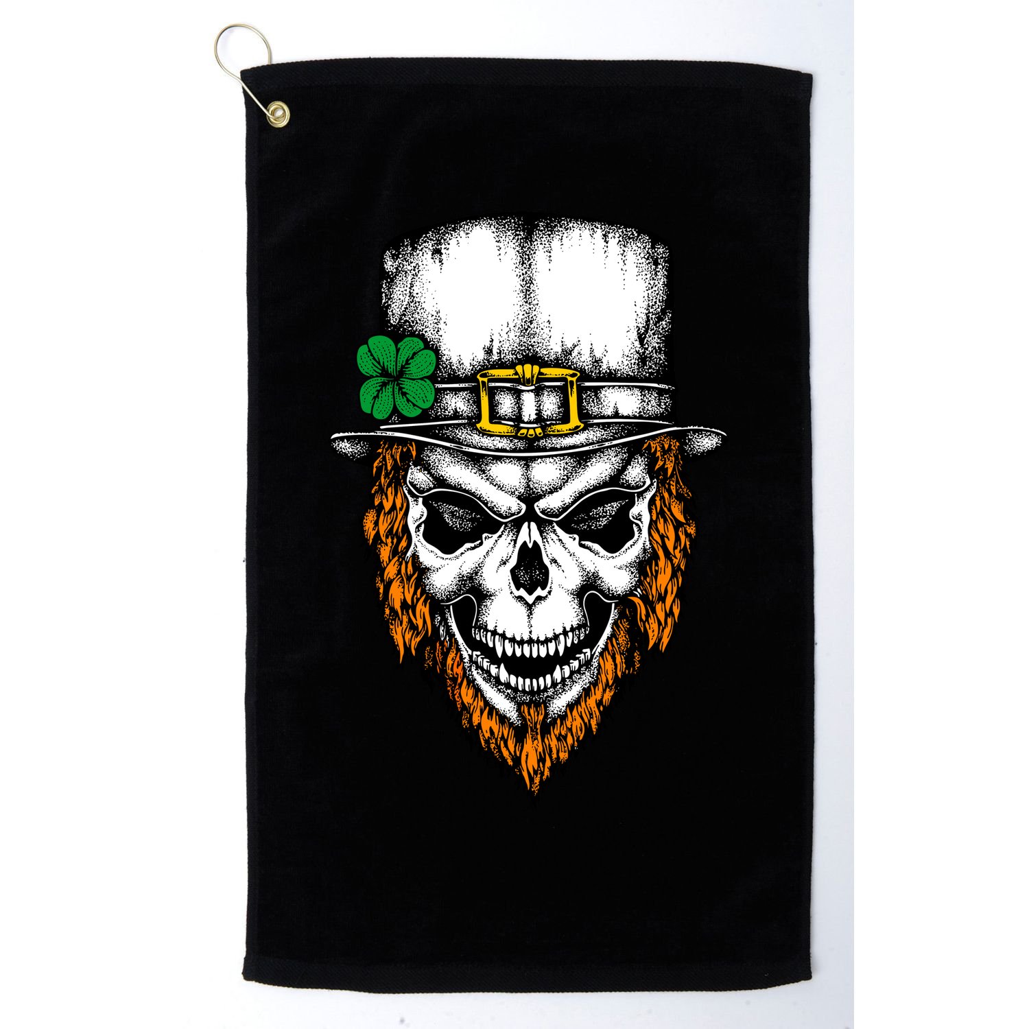 Leprechaun Irish Skull Skeleton Ginger Beard St. Patrick's Day Golf Towel