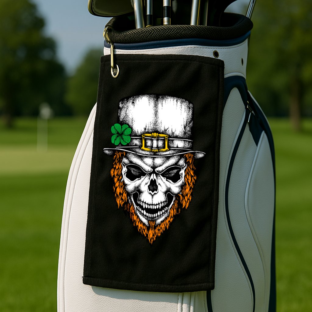 Leprechaun Irish Skull Skeleton Ginger Beard St. Patrick's Day Golf Towel