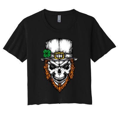 Leprechaun Irish Skull Skeleton Ginger Beard St. Patrick's Day Crop Top