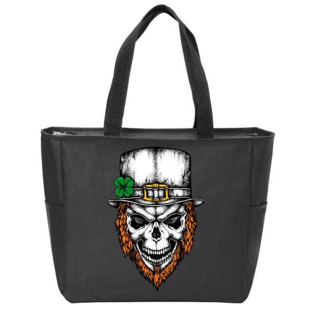 Leprechaun Irish Skull Skeleton Ginger Beard St. Patrick's Day Zip Tote Bag