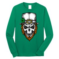 Leprechaun Irish Skull Skeleton Ginger Beard St. Patrick's Day Long Sleeve Shirt
