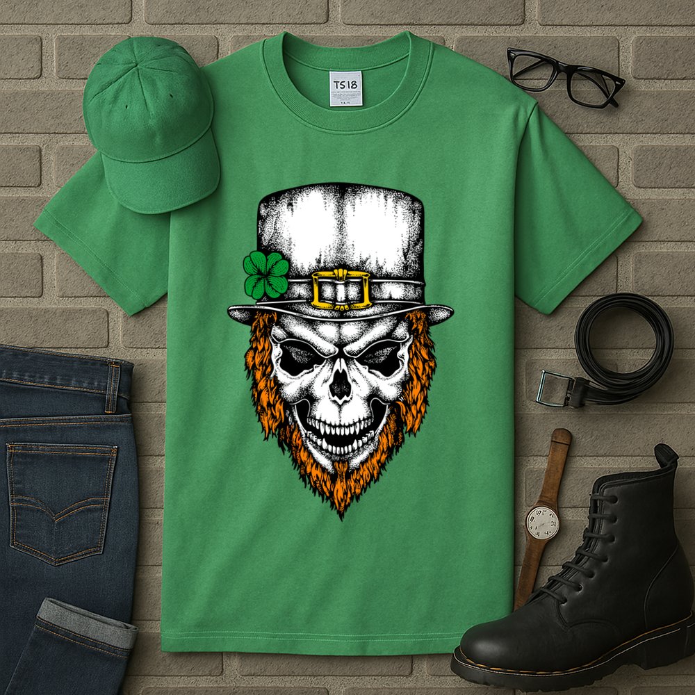 Leprechaun Irish Skull Skeleton Ginger Beard St. Patrick's Day Tall T-Shirt