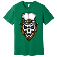 Leprechaun Irish Skull Skeleton Ginger Beard St. Patrick's Day Premium T-Shirt