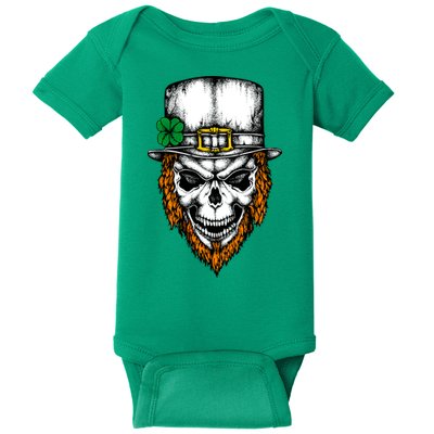 Leprechaun Irish Skull Skeleton Ginger Beard St. Patrick's Day Baby Bodysuit