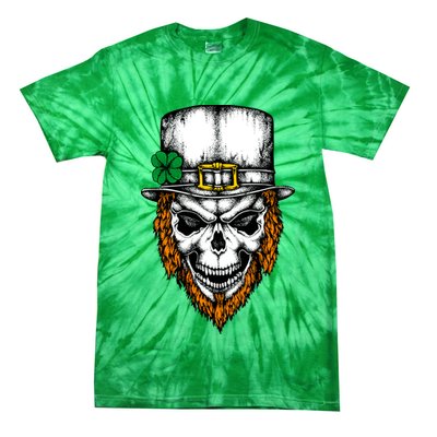 Leprechaun Irish Skull Skeleton Ginger Beard St. Patrick's Day Tie-Dye T-Shirt