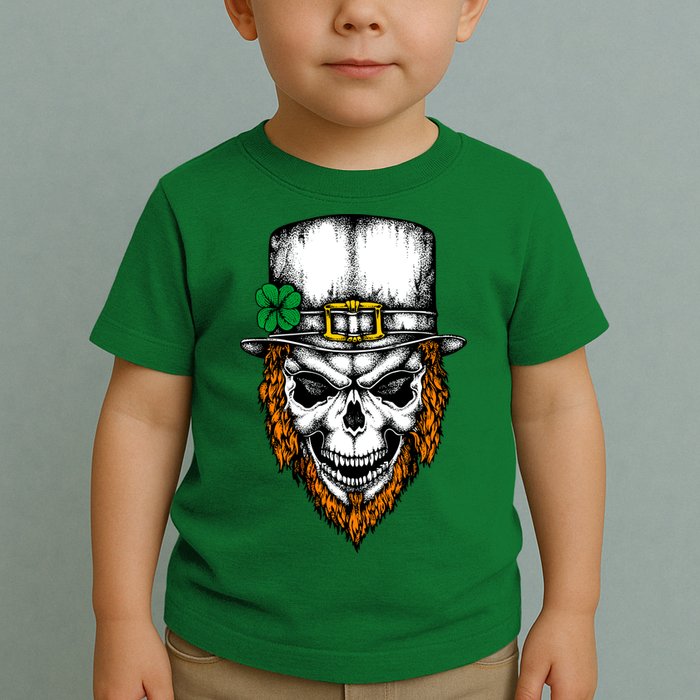 Leprechaun Irish Skull Skeleton Ginger Beard St. Patrick's Day Toddler T-Shirt