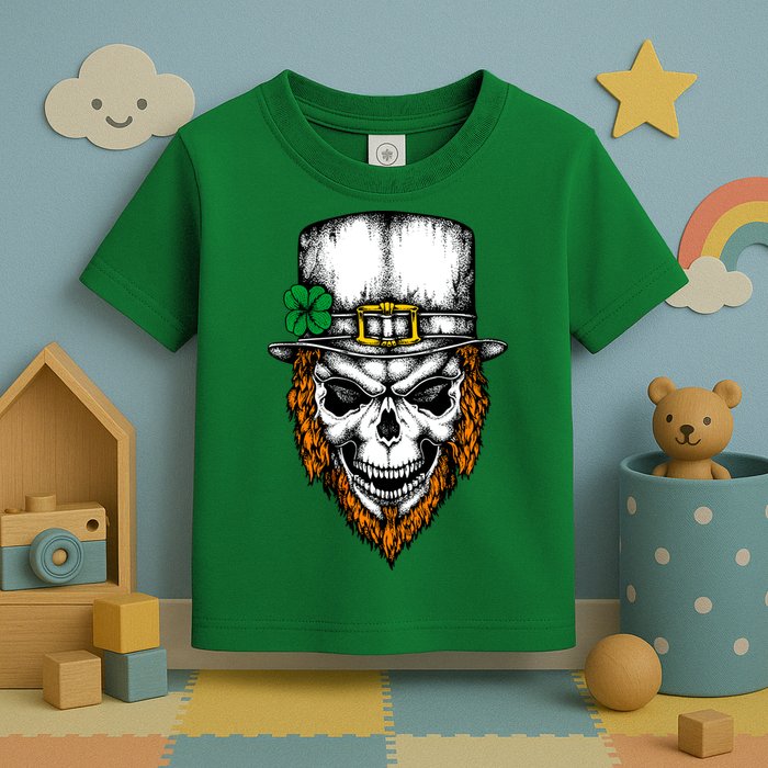 Leprechaun Irish Skull Skeleton Ginger Beard St. Patrick's Day Toddler T-Shirt