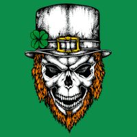 Leprechaun Irish Skull Skeleton Ginger Beard St. Patrick's Day Ladies Long Sleeve Shirt