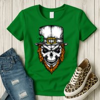 Leprechaun Irish Skull Skeleton Ginger Beard St. Patrick's Day Womens T-Shirt