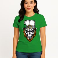 Leprechaun Irish Skull Skeleton Ginger Beard St. Patrick's Day Womens T-Shirt